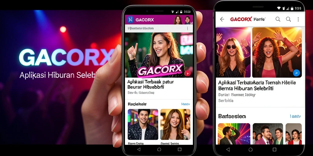Tampilan antarmuka menarik dari aplikasi GACORX untuk hiburan selebriti.