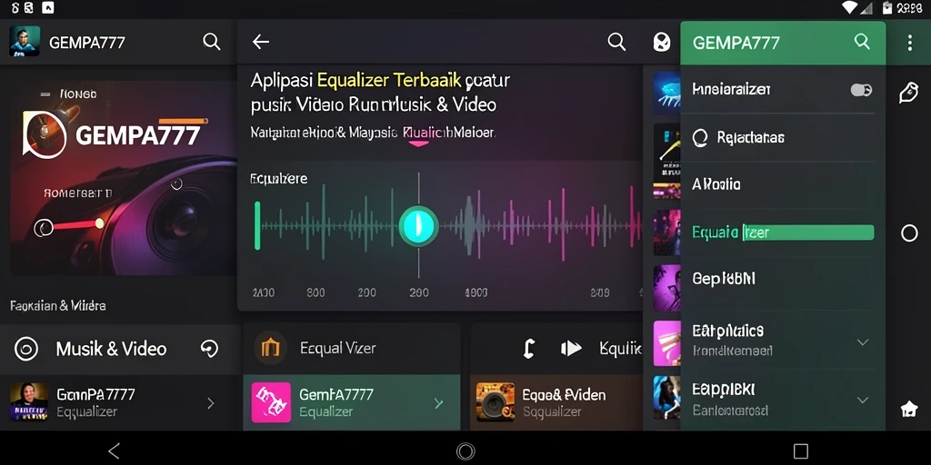 Antarmuka GEMPA777 yang intuitif dan fungsi Equalizer yang menarik.