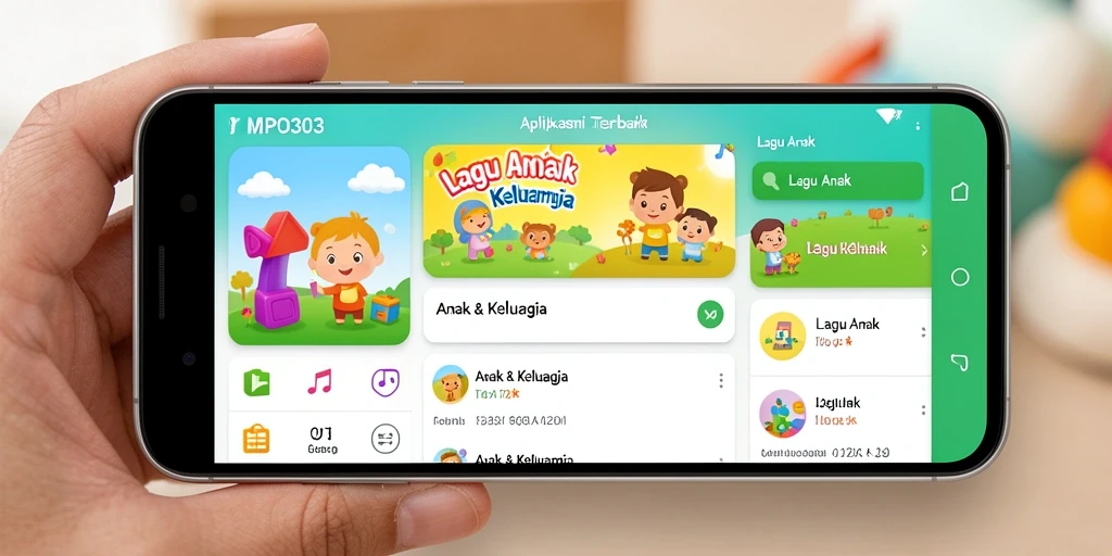 Antarmuka aplikasi MPO303 dengan fitur lagu anak yang menarik.