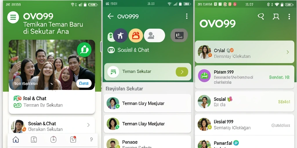 Tampilan antarmuka OVO99 yang menarik untuk menemukan teman baru.