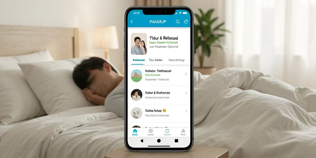Tampilan antarmuka PAKARJP yang sederhana dan fungsional untuk Tidur & Relaksasi.