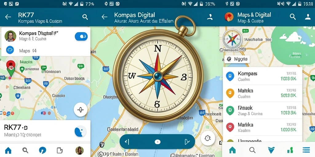 Tampilan antarmuka RK77 yang intuitif untuk kompas digital.